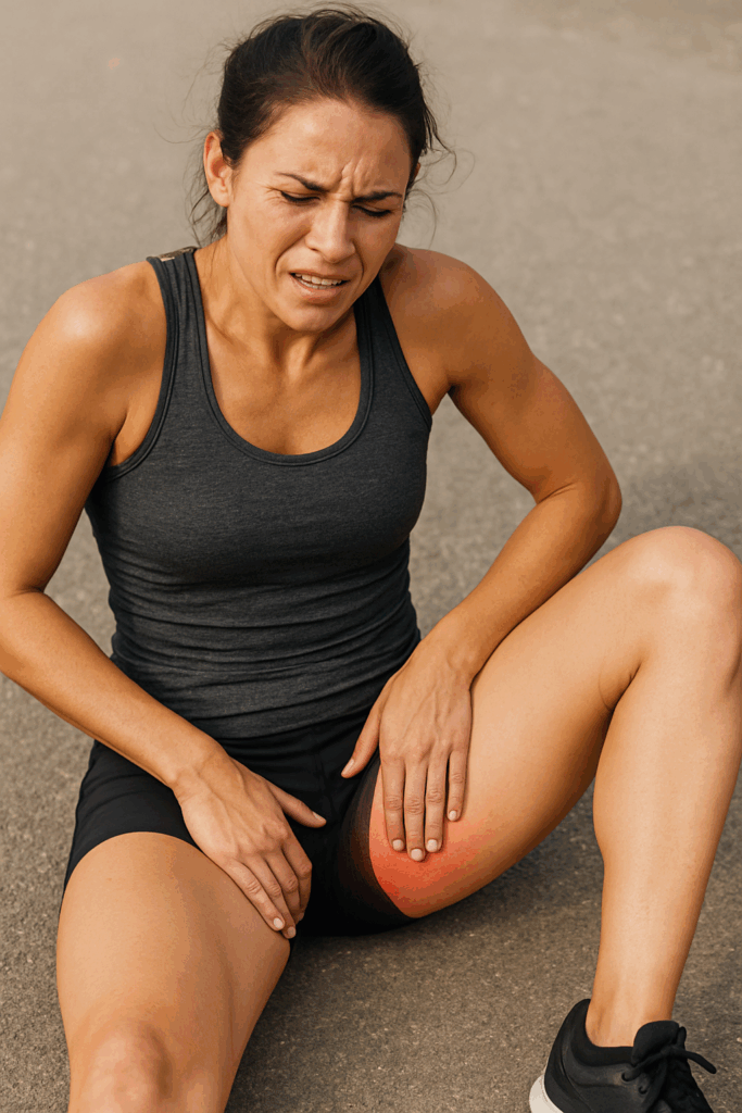 female runner with chafing on inner thighs