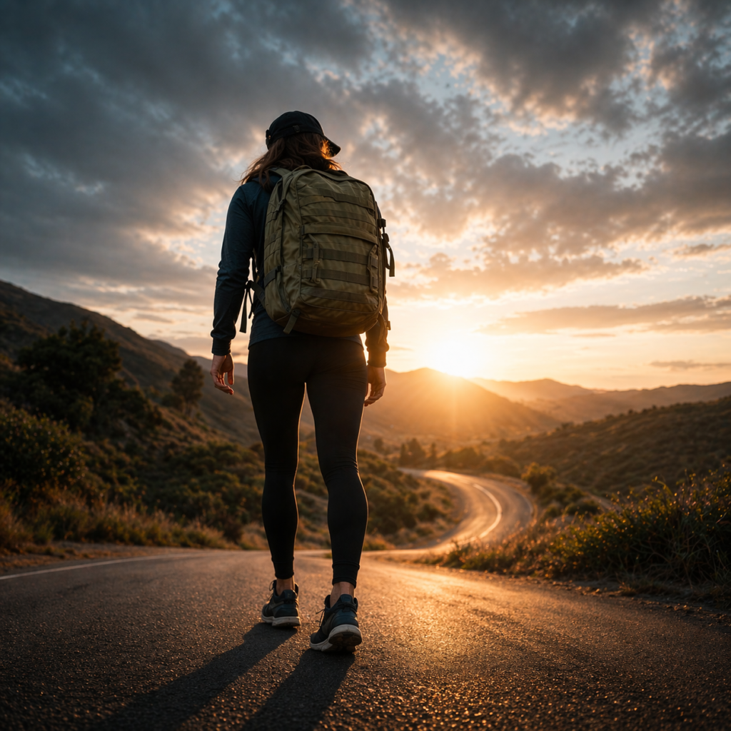 woman rucking at sunset - ruckgearreviews.com